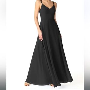 Black Azazie A-line V-neck Chiffon Dress